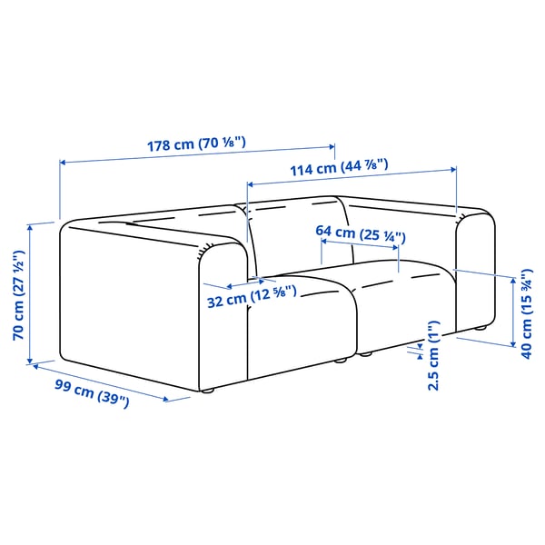 STOCKHOLM 2025 كنبة بمقعدين, Djurmo رمادي/أبيض
