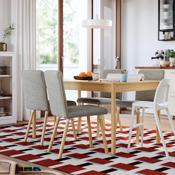 TONSTAD طاولة قابلة للتمديد, قشرة سنديان, 140/196x85 سم