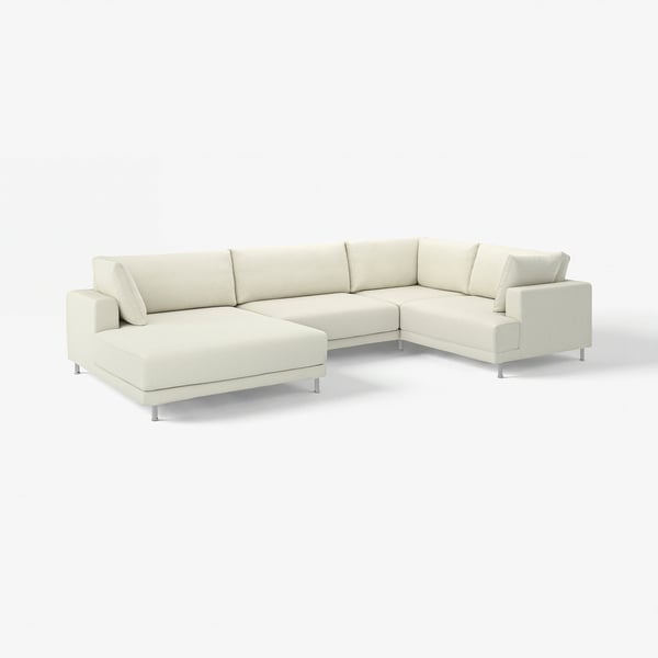 UPPÅKRA كنبة شكل U، عدد 4-5 مقاعد, مع أريكة طويلة، يسار/Axvall أبيض-مطفي