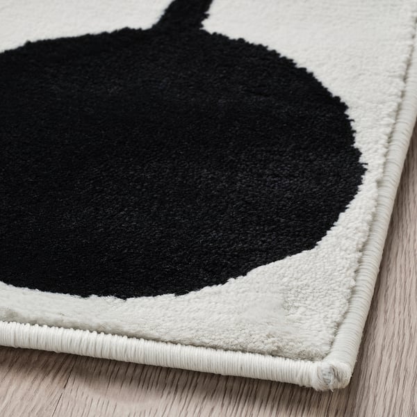 VÄNDPLATS سجادة، وبر قصير, أبيض/أسود منقط., 133x195 سم