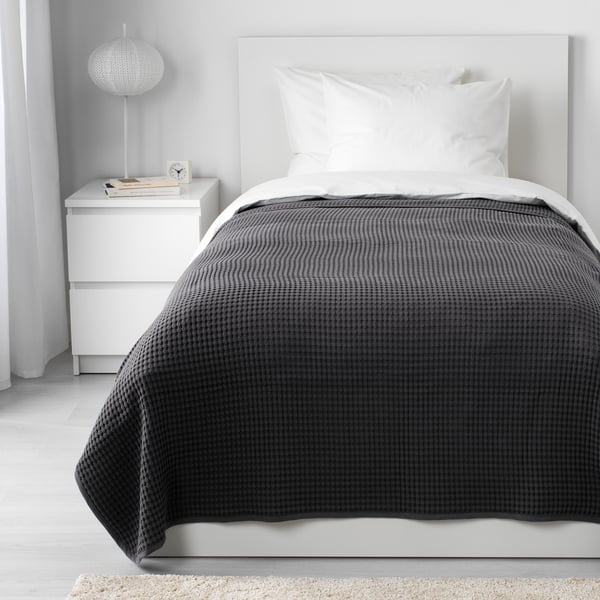 VÅRELD غطاء سرير, رمادي غامق, 150x250 سم