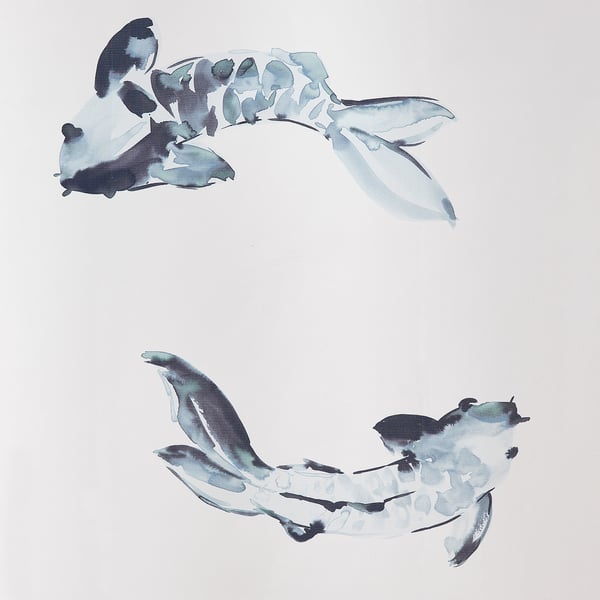 VATTENSJÖN ستارة للدُش, أبيض أزرق/سمك, 180x200 سم