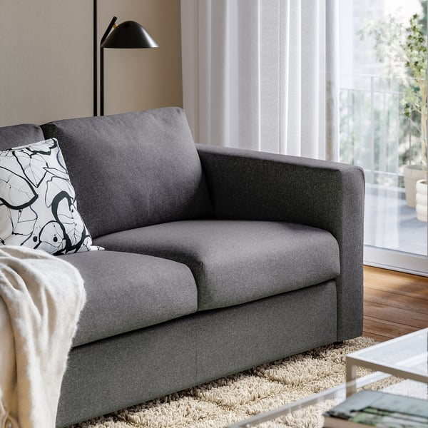 VIMLE كنبة بمقعدين, Gunnared رمادي معتدل