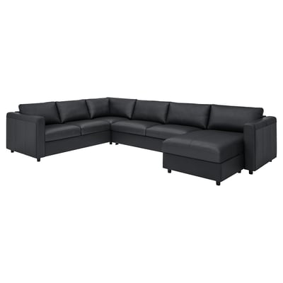 VIMLE كنبة سرير 5 مقاعد مع أريكة طويلة, Grann/Bomstad أسود