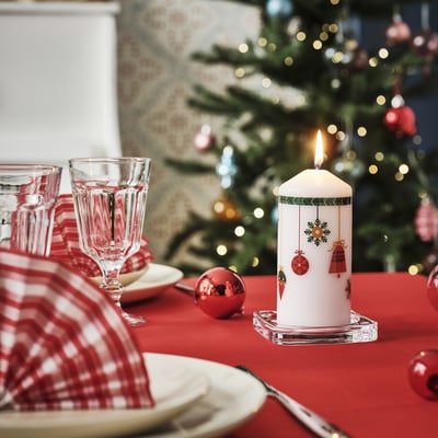 VINTERFINT شمع قالب غير معطر, مواضيع عيد ميلاد أبيض, 14 سم