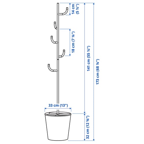 Illustration with measurements for the product: ÄLGANÄS.