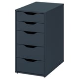 An ALEX grey five-drawer unit with a modern design for efficient storage.