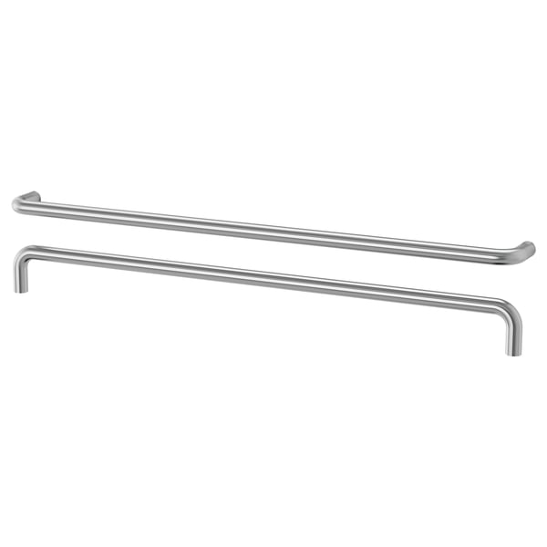Stainless steel BAGGANÄS handles, linear design.