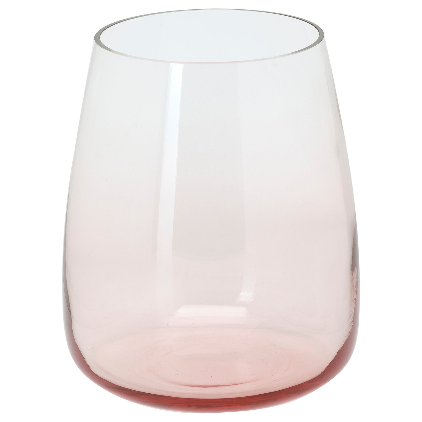 BERÄKNA pink glass vase. Round shape with clear top, tinted bottom. Decorative design suitable for home decor.