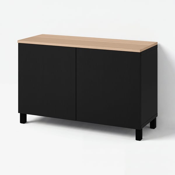 BESTÅ Storage combination with doors, black-brown/Lappviken/Stubbarp black-brown, 120x42x76 cm