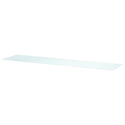 BESTÅ: sleek, white glass top panel. Rectangle shape, smooth surface. Perfect for storage.