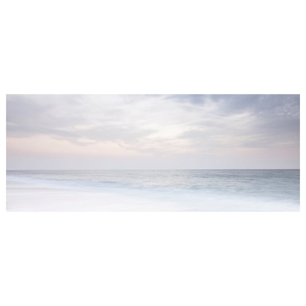 BJÖRKSTA canvas: soft beach sunset, light blues, romantic landscape.