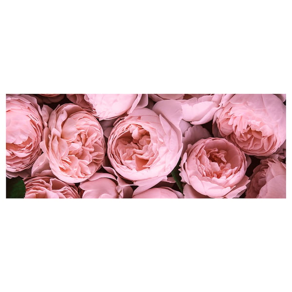 BJÖRKSTA canvas, light pink flowers, square shape, blooming design.