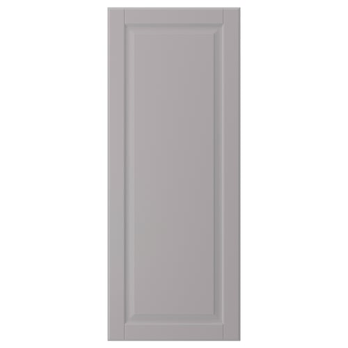 Grey BODBYN cabinet door with smooth, bevelled panel design.