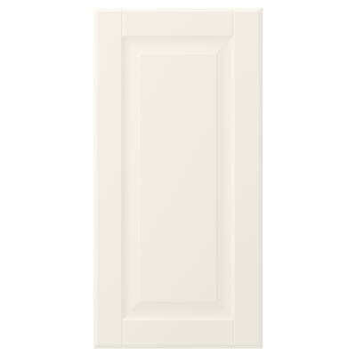 A white BODBYN cabinet door with a smooth, classic design featuring a bevelled panel.
