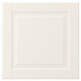 A white BODBYN cabinet door with bevelled edges and a smooth finish.