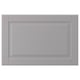 A grey BODBYN cabinet door with a bevelled panel design. Its rectangular and smooth, durable lacquered surfaces.