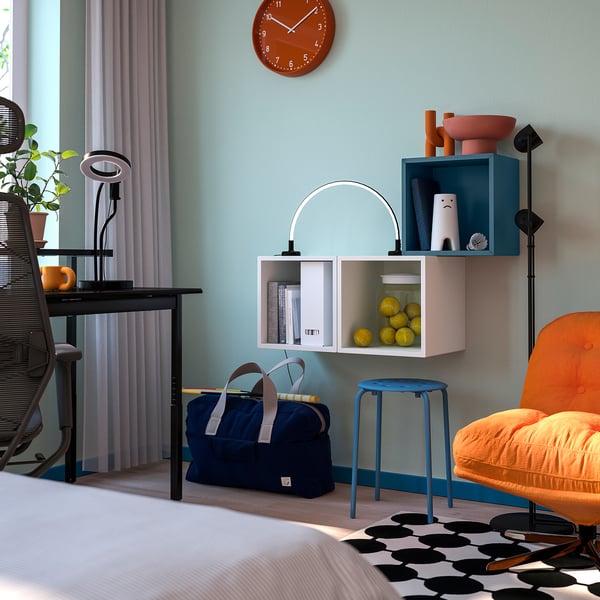 EKET Wall-mounted cabinet combination, dark grey-blue/white, 105x35x70 cm
