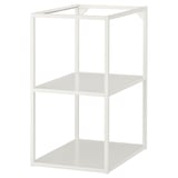 White ENHET storage frame with 2 shelves, modern design, durable powder-coated steel.