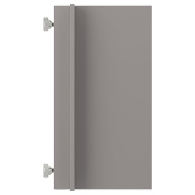 Grey ENHET cabinet door with metallic hinges, rectangular shape.