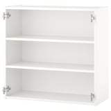 White ENHET wall cabinet with two shelves, fiberboard & particleboard, rectangular design, metal hinges.