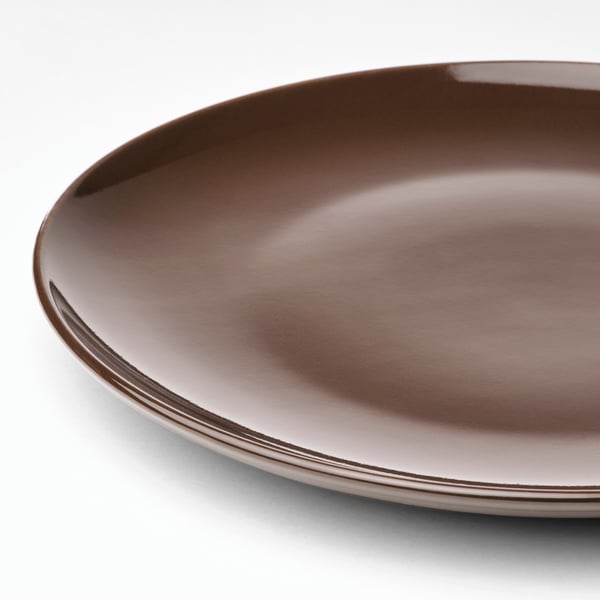 Sleek, glossy plate with smooth, even surface. Rounded edges and polished finish. Rich brown colour.