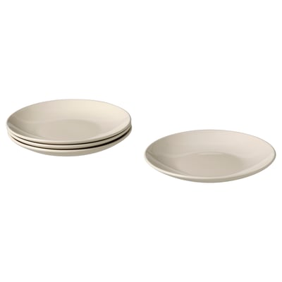 Set of beige FÄRGKLAR stoneware side plates, simple design.