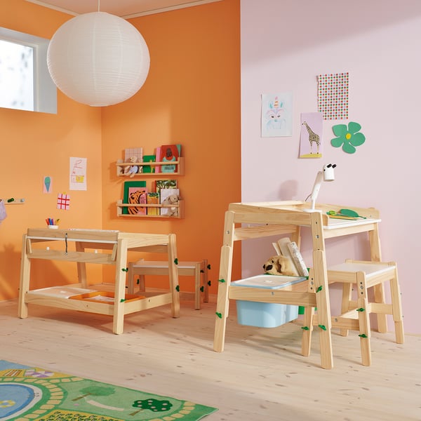 FLISAT Children's bench, height adjustable/green