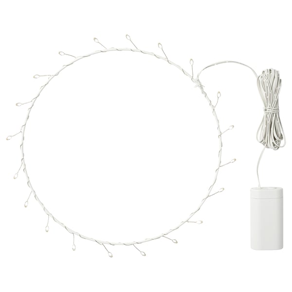 FRÖJDA wreath light, white, powered by batteries, circular shape, delicate led design.
