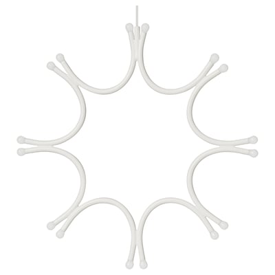 Snowflake-shaped white led pendant lamp, battery-operated, modern design.