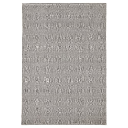 A rectangular GÅNGVÄG rug, black and grey with a geometric pattern, made of 100% cotton.