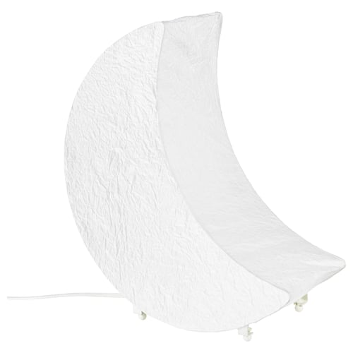 Half-moon shaped white lamp with soft led glow.