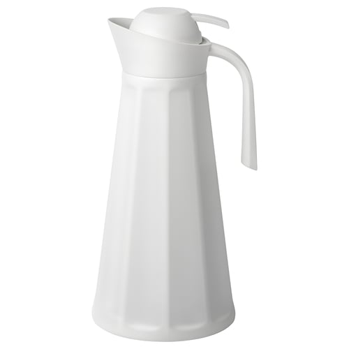Gokvallå thermal carafe, sleek design, stainless steel & plastic, with handle.