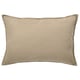 Rectangular beige cotton throw pillow, zip closure, plain design.