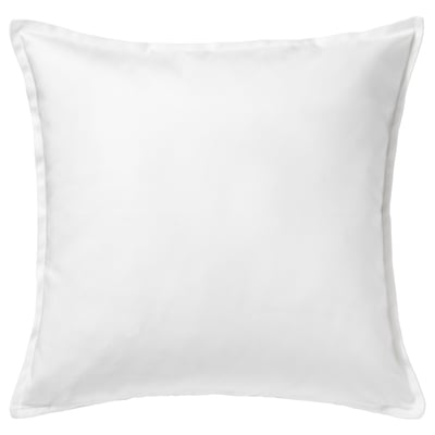 GURLI: white square cushion cover with zip, 100% cotton, plain design.