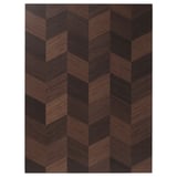 Dark wood herringbone-patterned kitchen cabinet door with natural veneer, 3-tone design.