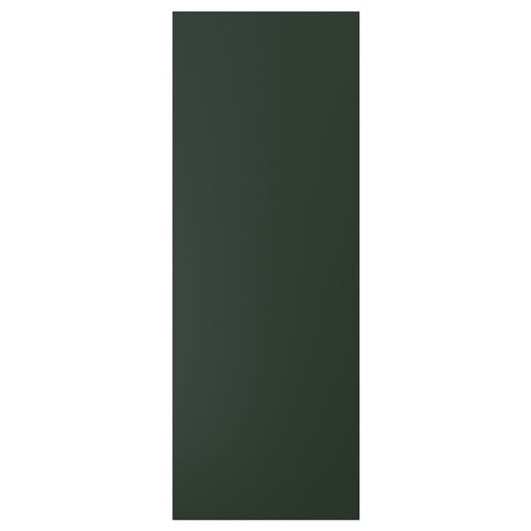 Green rectangular kitchen cabinet door, smooth wood-like finish.
