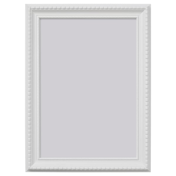 A white HIMMELSBY picture frame with a beaded edge, designed for safe and versatile wall or table display.