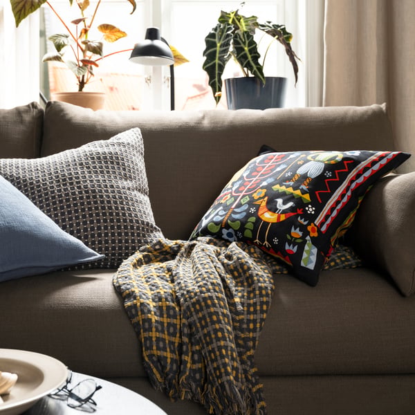 HYLTARP 2-seat sofa, Gransel grey-brown