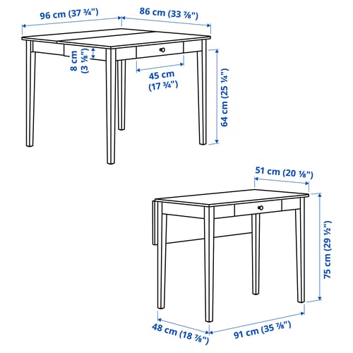 Illustration with measurements for the product: IDANÄS.