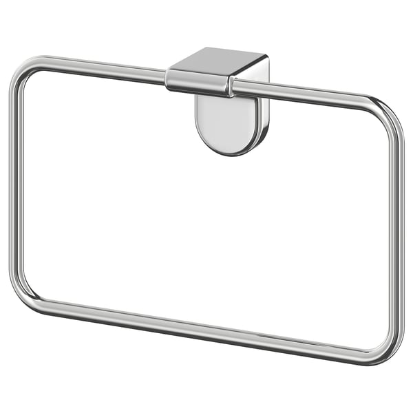 KALKGRUND chrome towel ring: square, modern, zinc & stainless steel.