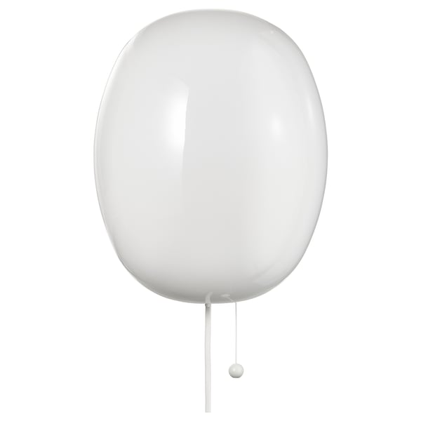 KALLBLIXT white wall lamp, oval glass shade, simple design, diffused light.
