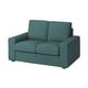 KIVIK teal sofa, small modern design, soft polyester wale corduroy, low armrests, compact 2-seat.