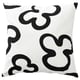 KLIPPBRÄCKA pillow: square, white & black, recycled cotton & polyester, bold abstract shapes.