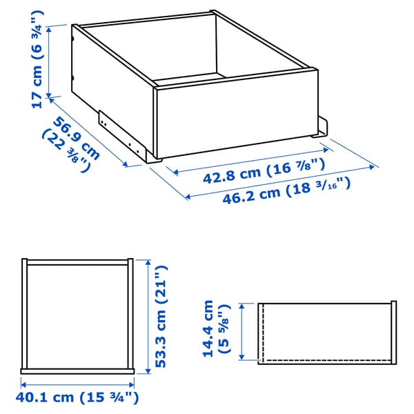 Illustration with measurements for the product: KOMPLEMENT.