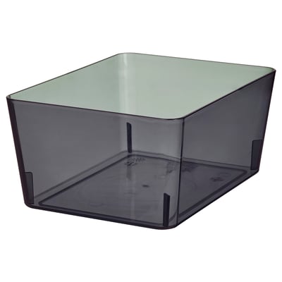 KUGGIS box, smoky grey, plastic, square, angled design.
