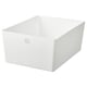 White KUGGIS storage box - rectangular, plastic, single compartment.