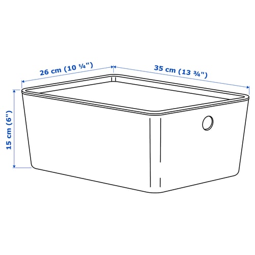 KUGGIS Box with lid, black-blue, 26x35x15 cm