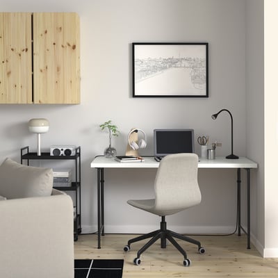 LAGKAPTEN / SPÄND Desk, white/black, 140x60 cm