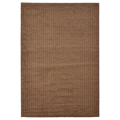 Brown braided polypropylene rug, rectangular, simple weave design.